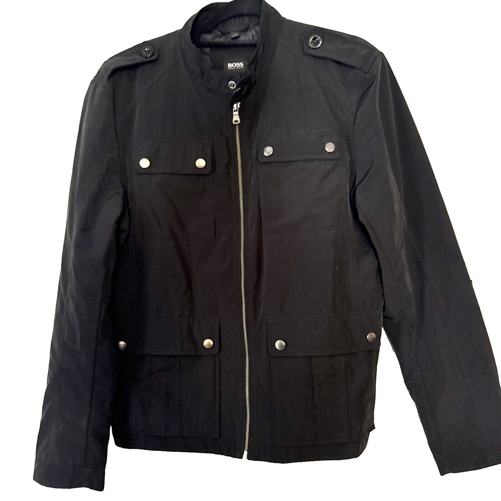 BOSS By HUGO BOSS Men’s US 40R Black Full Zip Lined Light Jacket